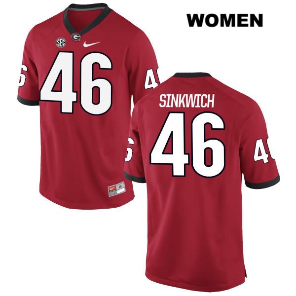 Georgia Bulldogs Women's Frank Sinkwich #46 NCAA Authentic Red Nike Stitched College Football Jersey YKD6756VI